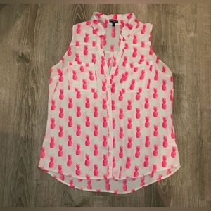 Express sleeveless pineapple print button down